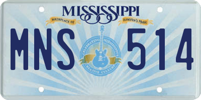 MS license plate MNS514