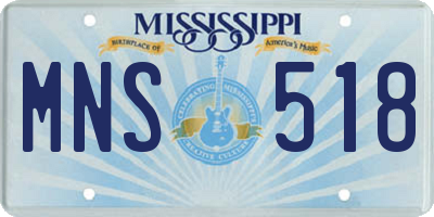 MS license plate MNS518
