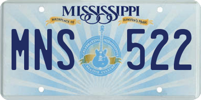 MS license plate MNS522