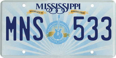 MS license plate MNS533