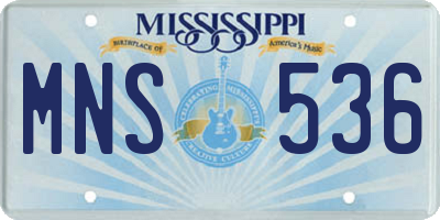 MS license plate MNS536