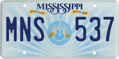 MS license plate MNS537