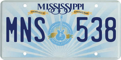 MS license plate MNS538