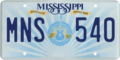 MS license plate MNS540