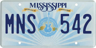 MS license plate MNS542