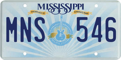 MS license plate MNS546