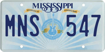 MS license plate MNS547