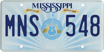 MS license plate MNS548