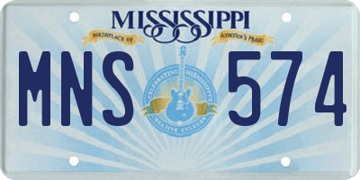 MS license plate MNS574