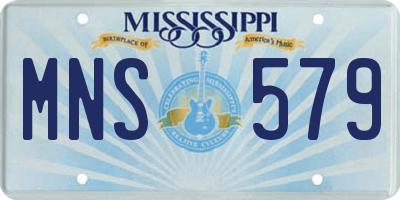 MS license plate MNS579