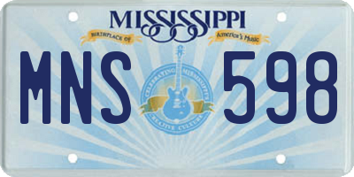MS license plate MNS598