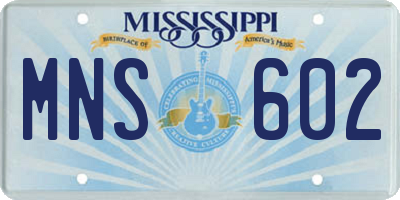 MS license plate MNS602
