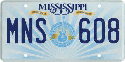MS license plate MNS608
