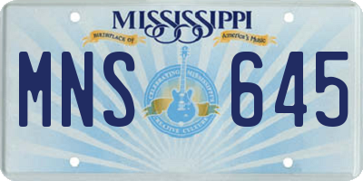 MS license plate MNS645