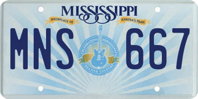 MS license plate MNS667