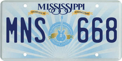MS license plate MNS668