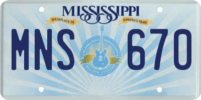MS license plate MNS670
