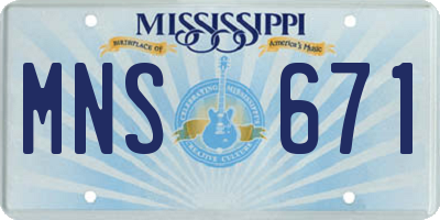 MS license plate MNS671