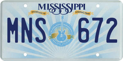 MS license plate MNS672