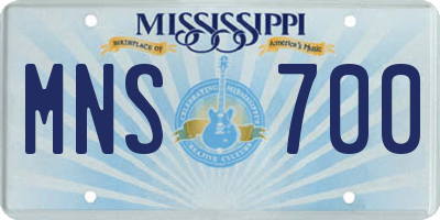 MS license plate MNS700