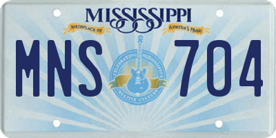MS license plate MNS704
