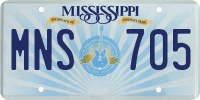 MS license plate MNS705