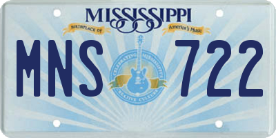 MS license plate MNS722