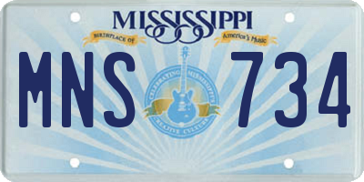 MS license plate MNS734