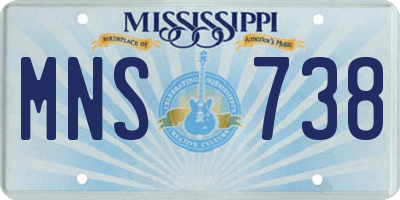 MS license plate MNS738
