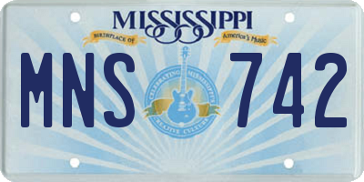 MS license plate MNS742
