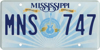 MS license plate MNS747