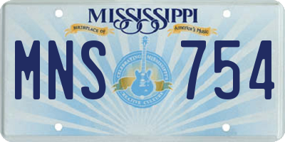 MS license plate MNS754