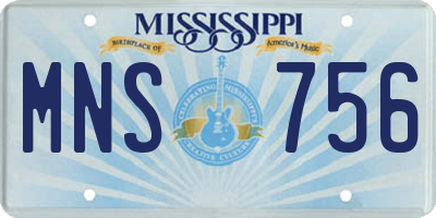 MS license plate MNS756