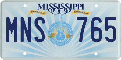 MS license plate MNS765