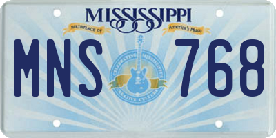 MS license plate MNS768