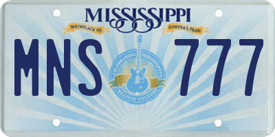 MS license plate MNS777