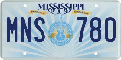 MS license plate MNS780