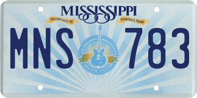 MS license plate MNS783