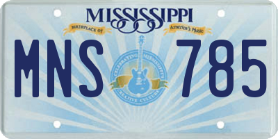 MS license plate MNS785
