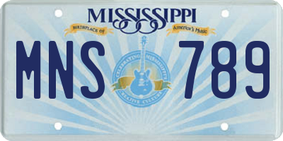 MS license plate MNS789