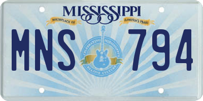MS license plate MNS794
