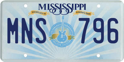 MS license plate MNS796