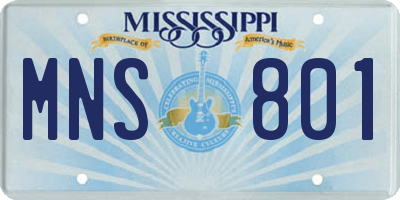 MS license plate MNS801