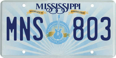 MS license plate MNS803