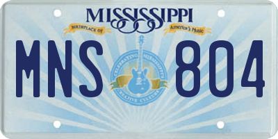MS license plate MNS804