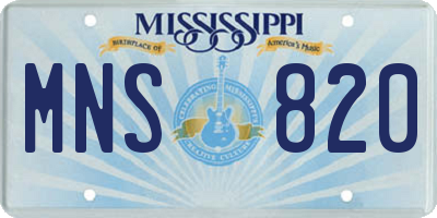 MS license plate MNS820