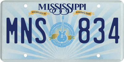 MS license plate MNS834