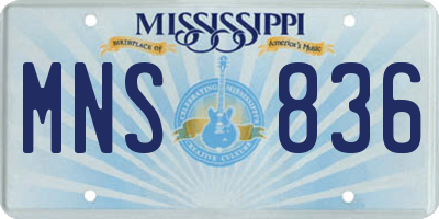 MS license plate MNS836