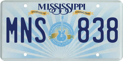 MS license plate MNS838