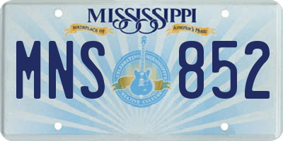 MS license plate MNS852